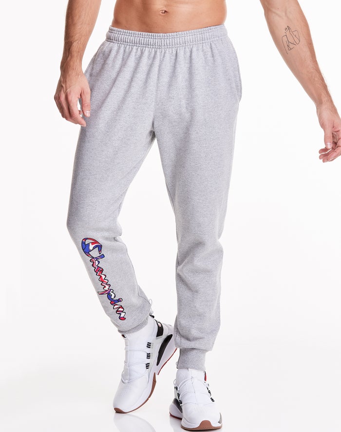 Champion Powerblend Fleece Liquid Filled Script Logo Joggingbroek Heren - Grijs - Belgie 3804DQBZV